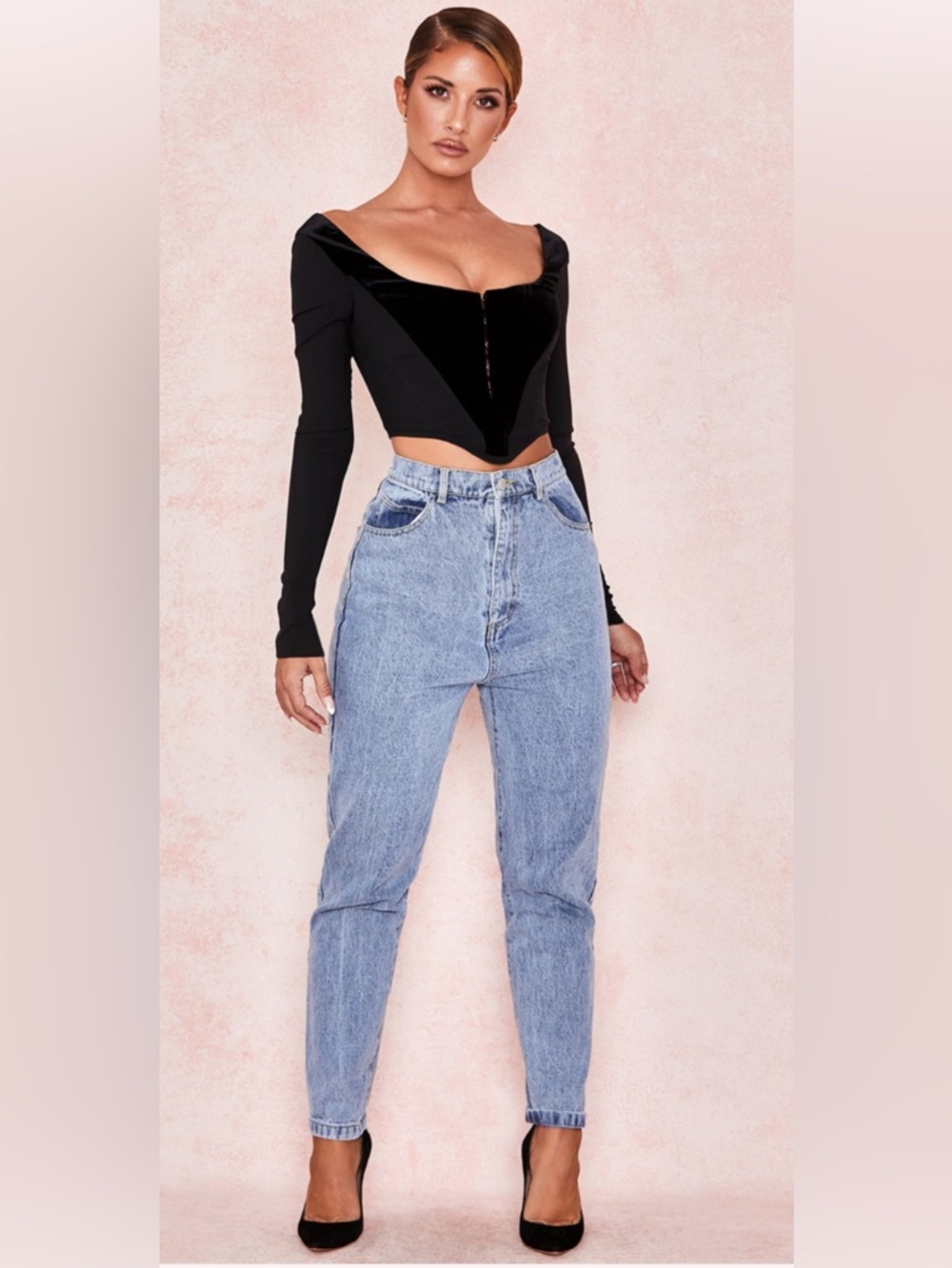 House of CB POLINA Black Velvet Corset Top in XS EUC Sexy Club Festival Event